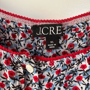 J.Crew Red Trim Floral Blouse